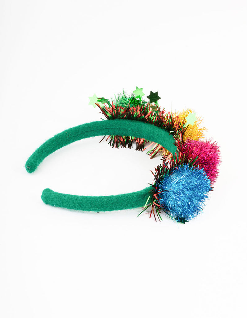 Kids Fabric Glitter Pom-Pom Headband