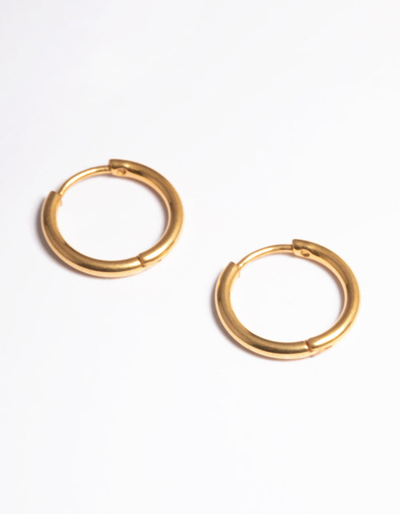 Gold Plated Basic Hinge Huggie Earrings