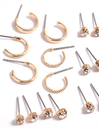 Gold Diamante Stud & Hoop Earrings - link has visual effect only