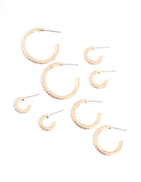 Gold Diamante Multi Size 4-Pack Hoop Earrings - link has visual effect only