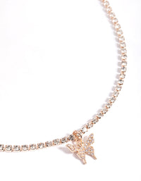 Rose Gold Cupchain Diamante Butterfly Necklace - link has visual effect only