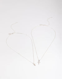 Silver Diamante Cross Layered Necklace - link has visual effect only