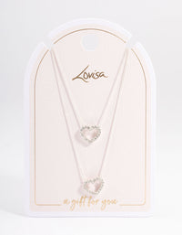 Silver Double Diamante Open Heart Necklace - link has visual effect only