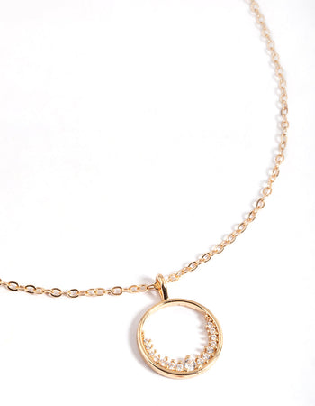 Sterling Silver Diamante Circle Pendant Necklace - Lovisa