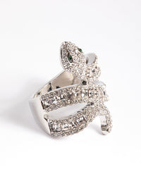 Rhodium Baguette Snake Ring - link has visual effect only