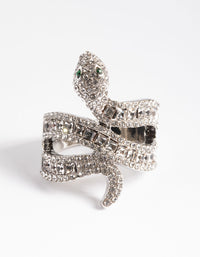 Rhodium Baguette Snake Ring - link has visual effect only