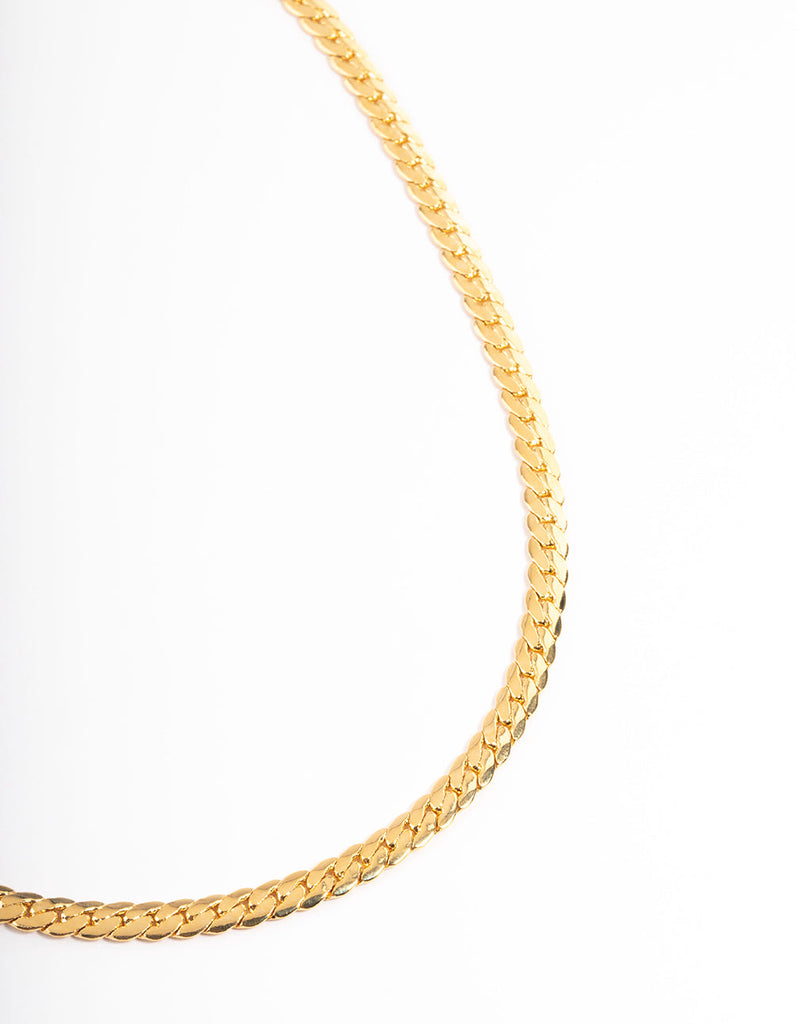 Gold Plated 4mm Herringbone Chain Necklace