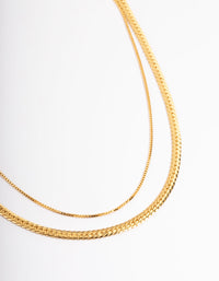 Gold Plated Small & Medium Mix Chain Two Layered Necklace - link has visual effect only
