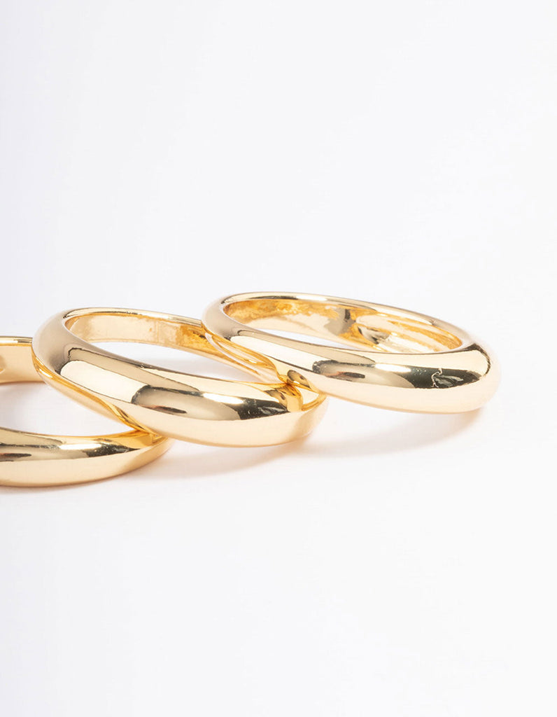 Gold Plated Medium Dome Ring Pack