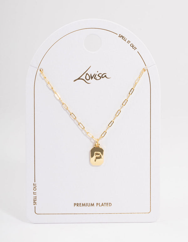 Letter P Gold Plated Rectangle Pendant Initial Necklace Lovisa