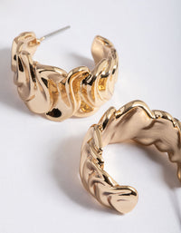 Gold Plated Brass Medium Molten Hoop Earrings - link has visual effect only