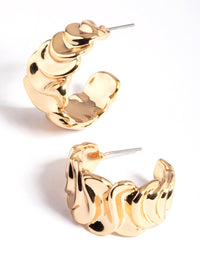 Gold Plated Brass Medium Molten Hoop Earrings - link has visual effect only