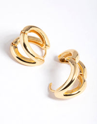 Gold Plated Brass Double Hoop Huggie Earrings - link has visual effect only