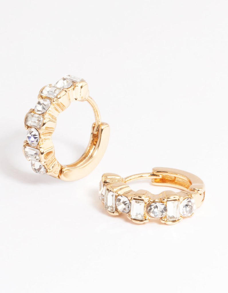 Gold Diamante Huggie Earrings