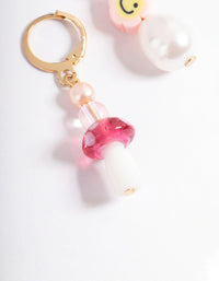 Pink Smile & Mushroom Earrings - link has visual effect only