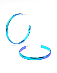 Blue Shiny Smooth 58mm Hoop Earrings - link has visual effect only