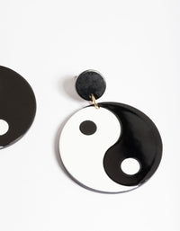 Gold Yin & Yang Statement Drop Earrings - link has visual effect only