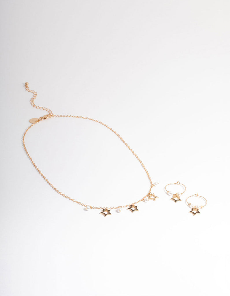 Gold Pearl & Star Jewellery Set