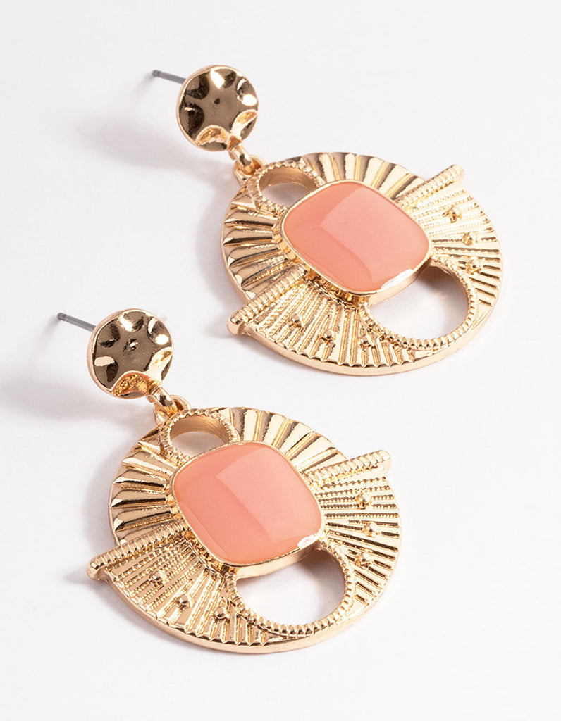 Blush Enamel Boho Drop Earrings