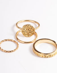 Gold Beaten Disc Ring 4-Pack - link has visual effect only