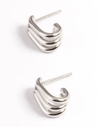 Rhodium Surgical Steel Triple Illusion Hoop Earrings - link has visual effect only