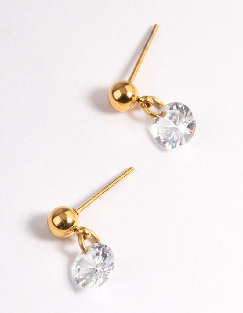 Gold Plated Cubic Zirconia Floating Drop Earrings