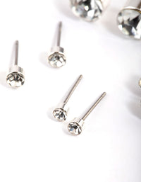 Silver Diamante Stud Earrings 4-Pack - link has visual effect only