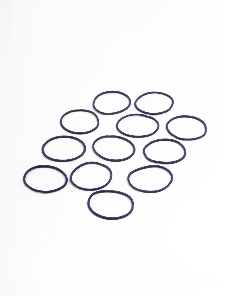 Navy Fabric Basic Thin Hair Ties 12-Pack