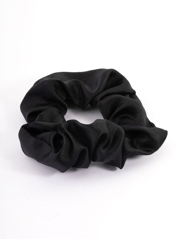 Fabric Black Satin Scrunchie - Lovisa