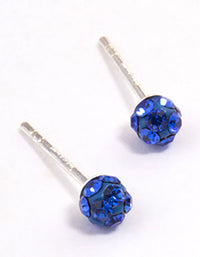 Sterling Silver Blue Pave Stud Earrings 4mm - link has visual effect only