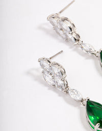 Rhodium Green Pear Drop Diamond Earrings - link has visual effect only
