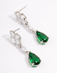 Rhodium Green Pear Drop Diamond Earrings - link has visual effect only