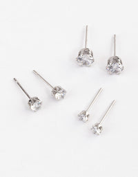 Waterproof Stainless Steel Cubic Zirconia Stud Earrings Pack - link has visual effect only