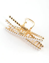 Gold Pearl Detail Cross Claw Clip - link has visual effect only