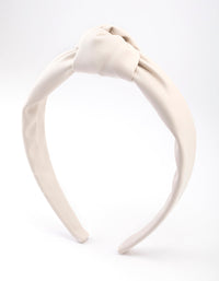 Cream Fabric Faux Leather Large Knot Aliceband - link has visual effect only