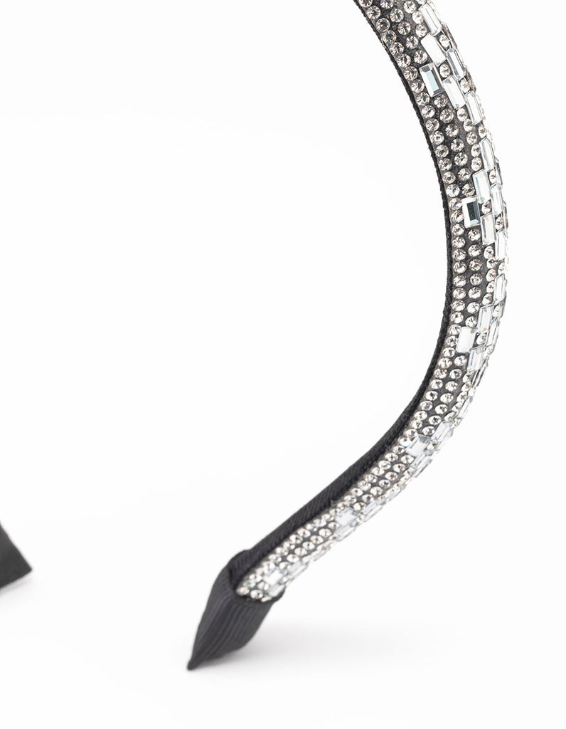 Rhodium Rectangle Diamante Headband