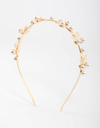 Gold Small Pearl Leaf Headband - link has visual effect only