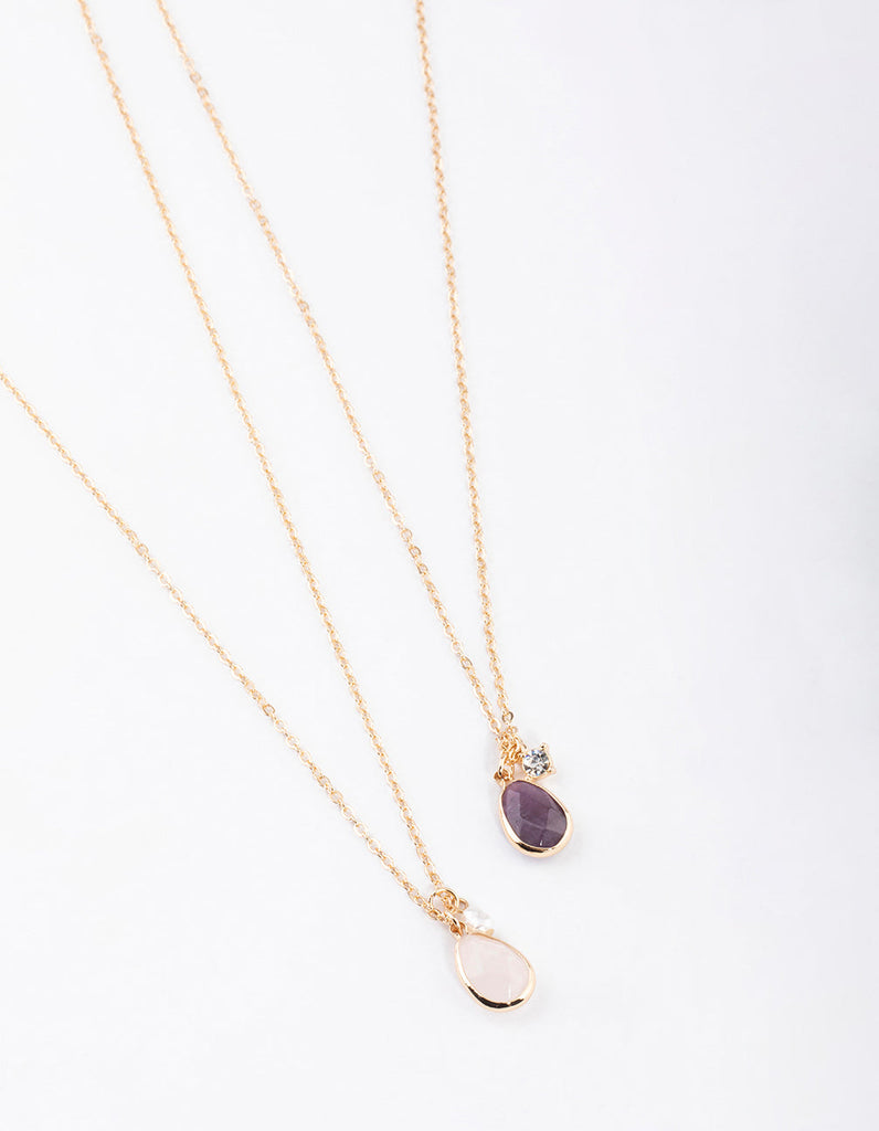 Gold Mixed Diamante Necklace Pack