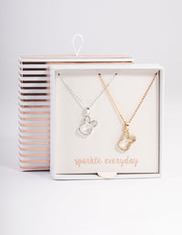 Mixed Metal Pave Diamante Bunny Necklace Pack - link has visual effect only