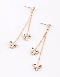 Rose Gold Diamante Butterfly Long Drop Earrings - link has visual effect only