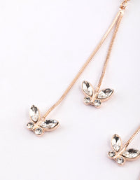 Rose Gold Diamante Butterfly Long Drop Earrings - link has visual effect only