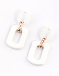 Rose Gold Mini Rubber Link Drop Earrings - link has visual effect only