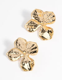 Gold Plated Brass Hammered Petal Stud Earrings - link has visual effect only