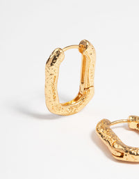 Gold Plated Brass Textured Small Huggie Earrings - link has visual effect only