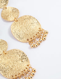 Gold Plated Brass Hammered Trio Drop Earrings - link has visual effect only