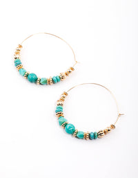 Gold Big Mixed Bead Texture Hoop Earrings - link has visual effect only