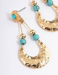 Gold Stone Hammered Teardrop Earrings - link has visual effect only