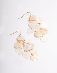 Gold Shell Disc Layered Drop Earrings - link has visual effect only