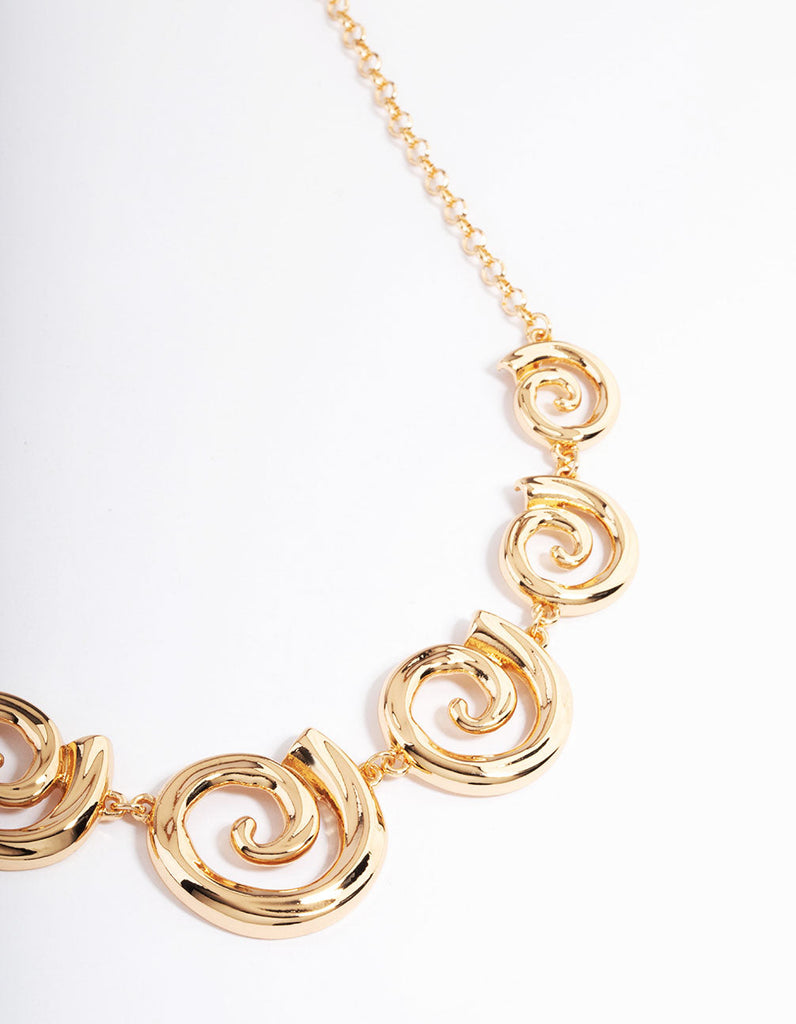 Gold Gradual Twirl Necklace