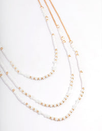 Gold Three Row Mixed Disc & Facet Bead Necklace - link has visual effect only